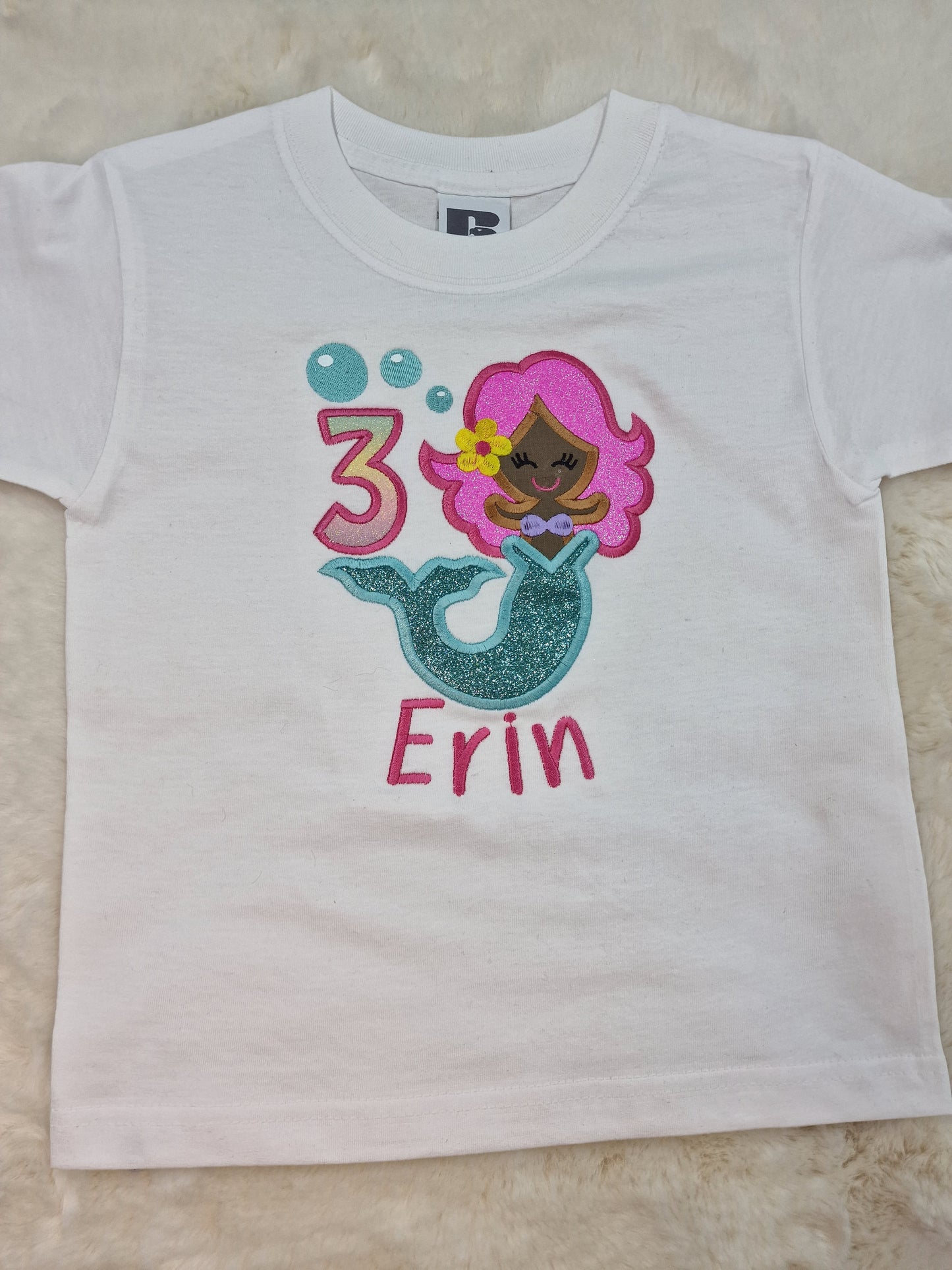 Brown Mermaid Birthday T-shirt