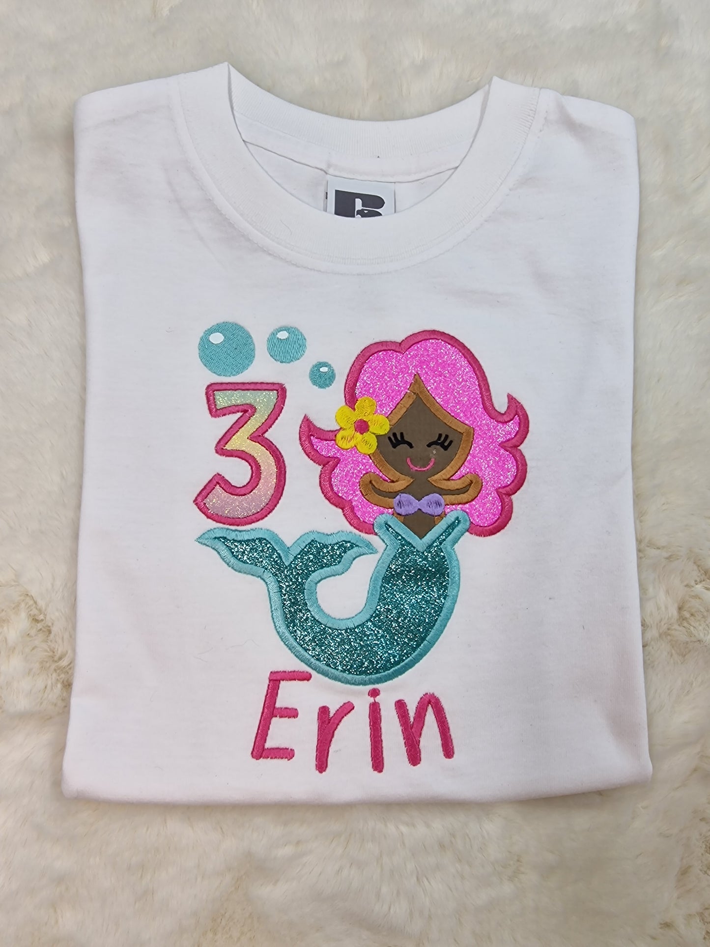 Brown Mermaid Birthday T-shirt