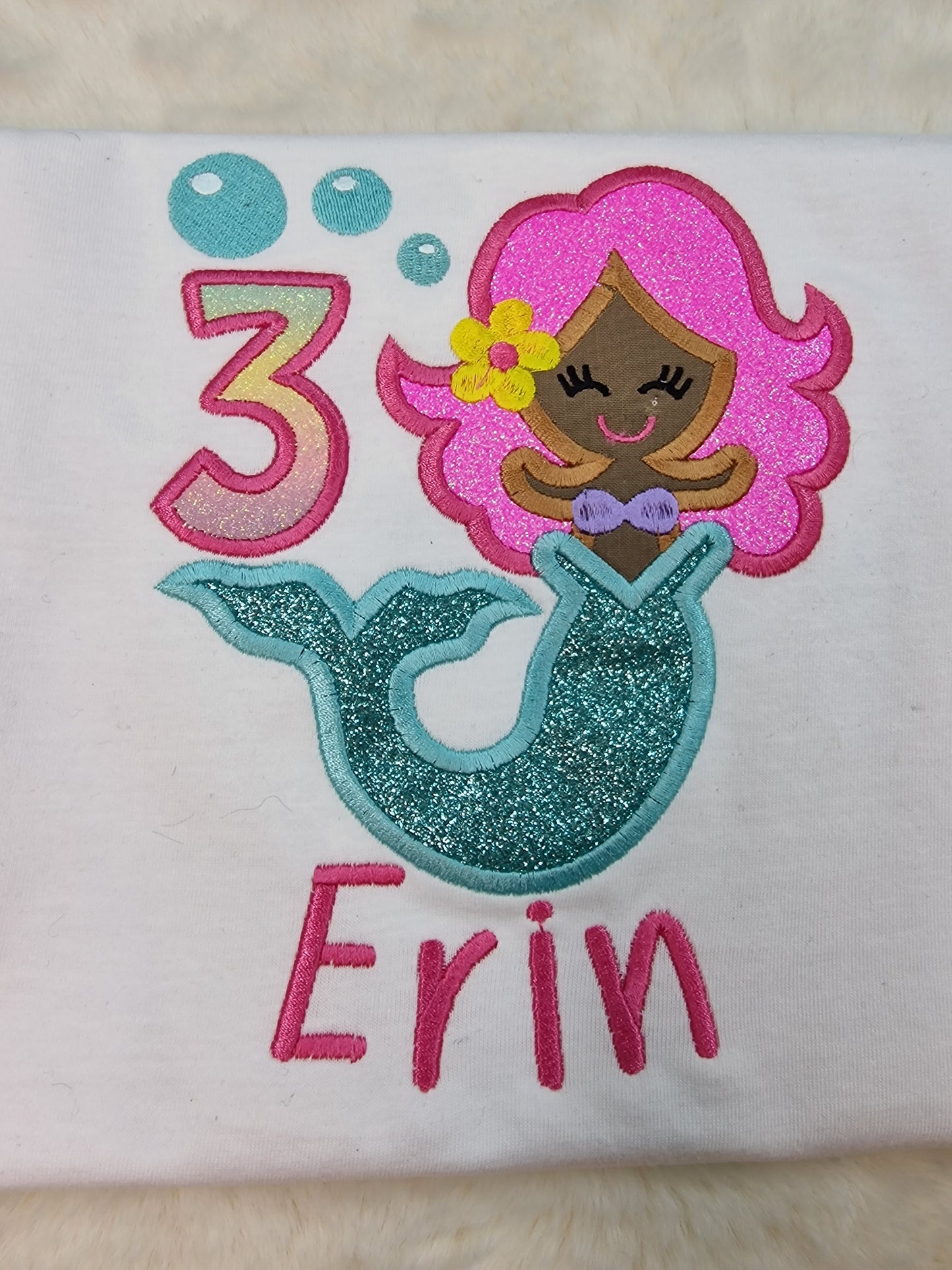 Brown Mermaid Birthday T-shirt