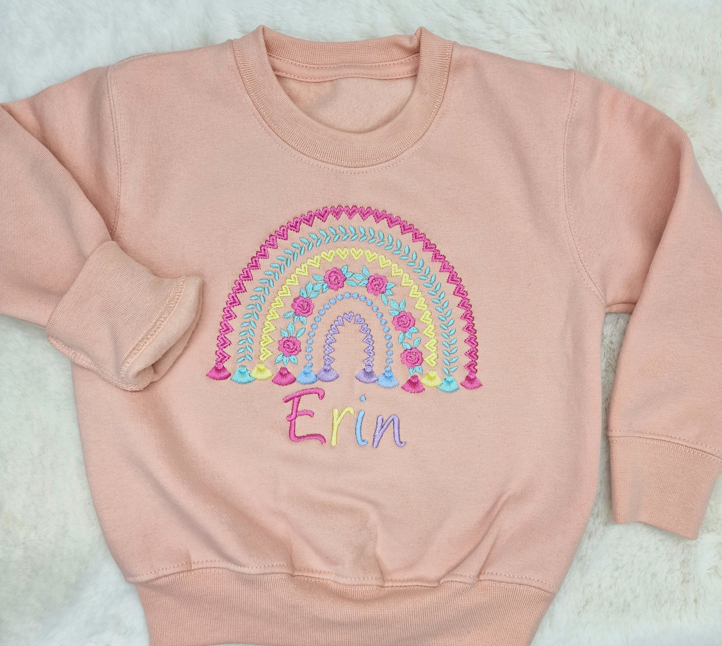 Personalised Embroidered Rainbow style patterned Sweatshirt