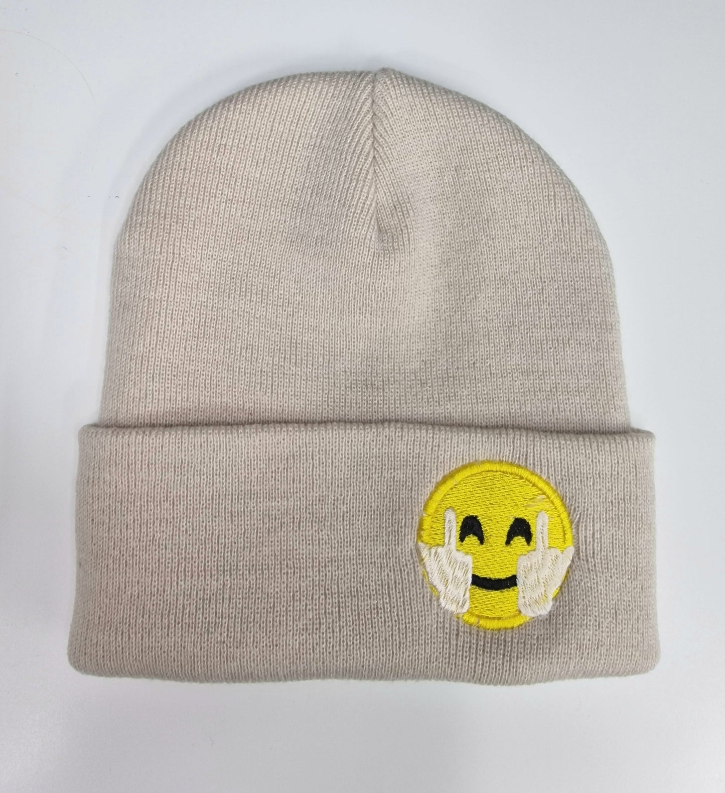 Middle finger emoji embroidered Beanie