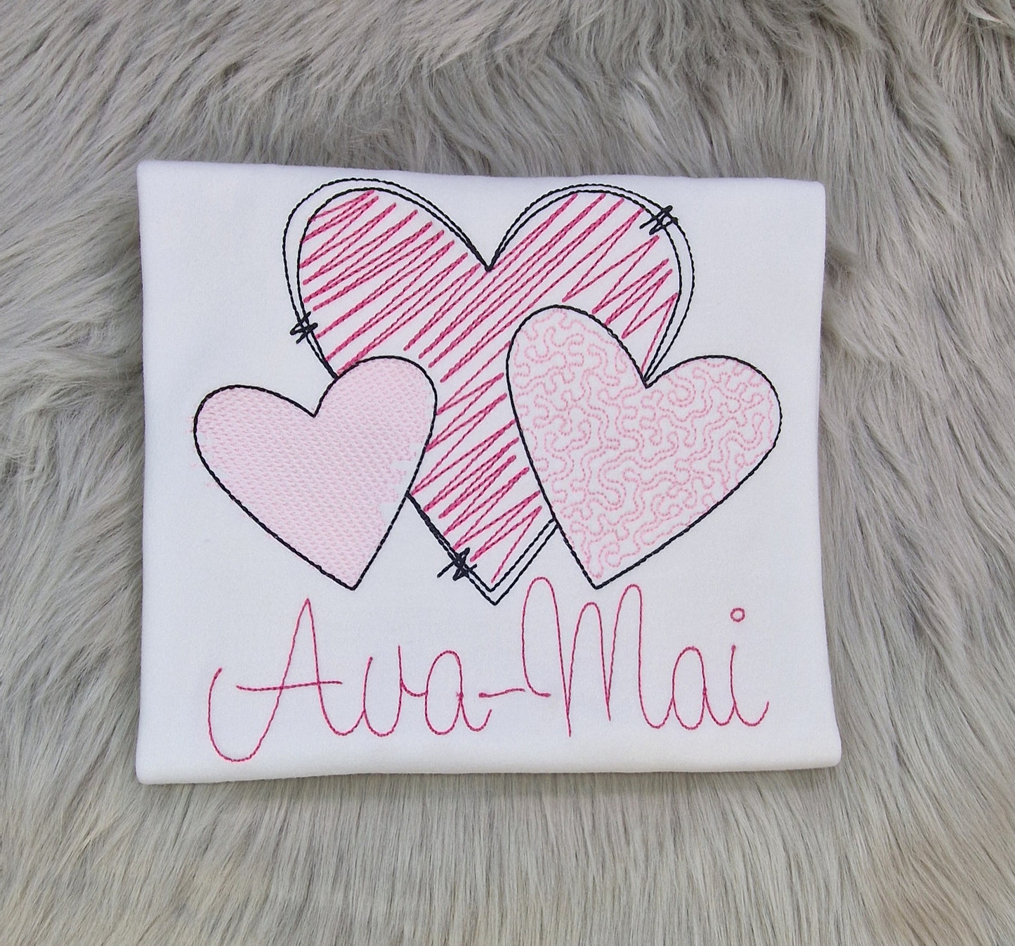 Kids Personalised embroidered scribble heart Tee