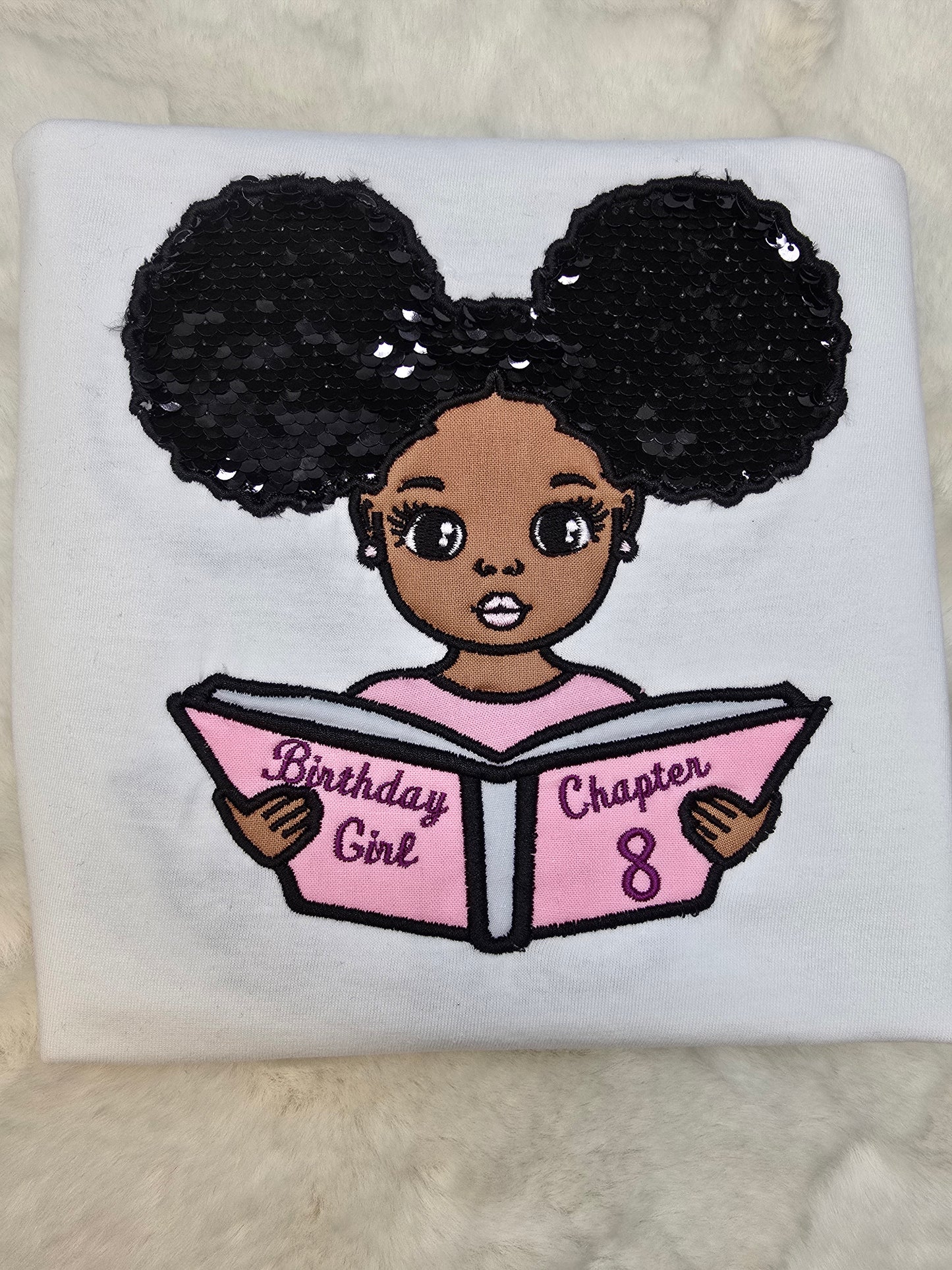 Cute girl reading a book birthday Tee