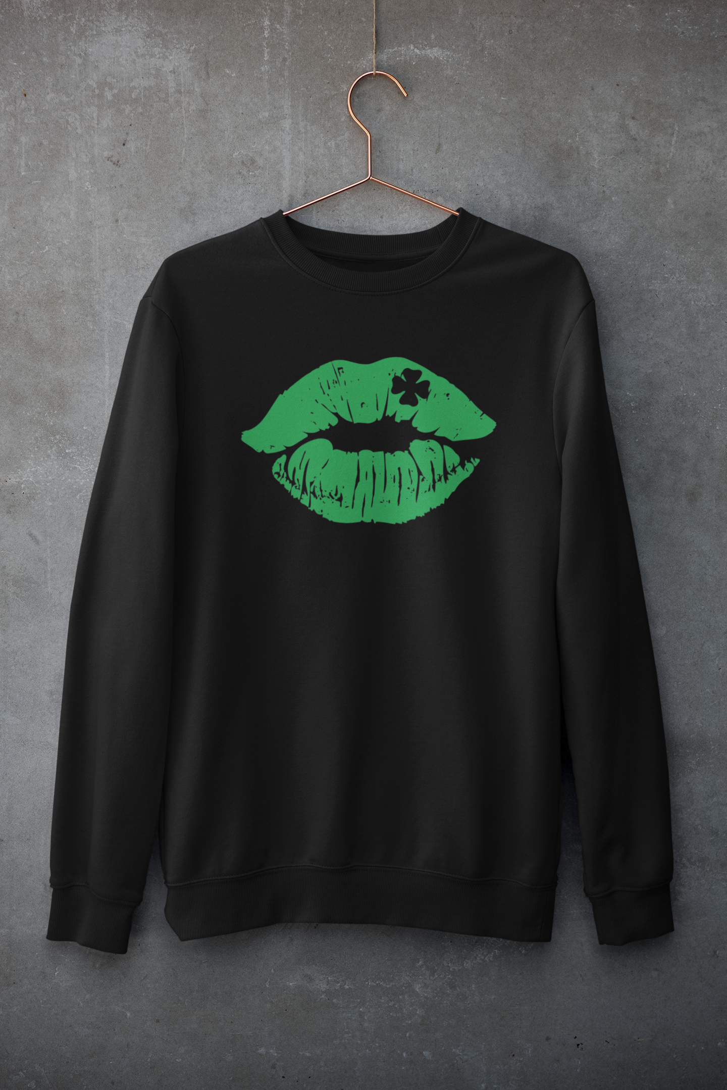 St Patricks day Lips with Shamrock Sweater