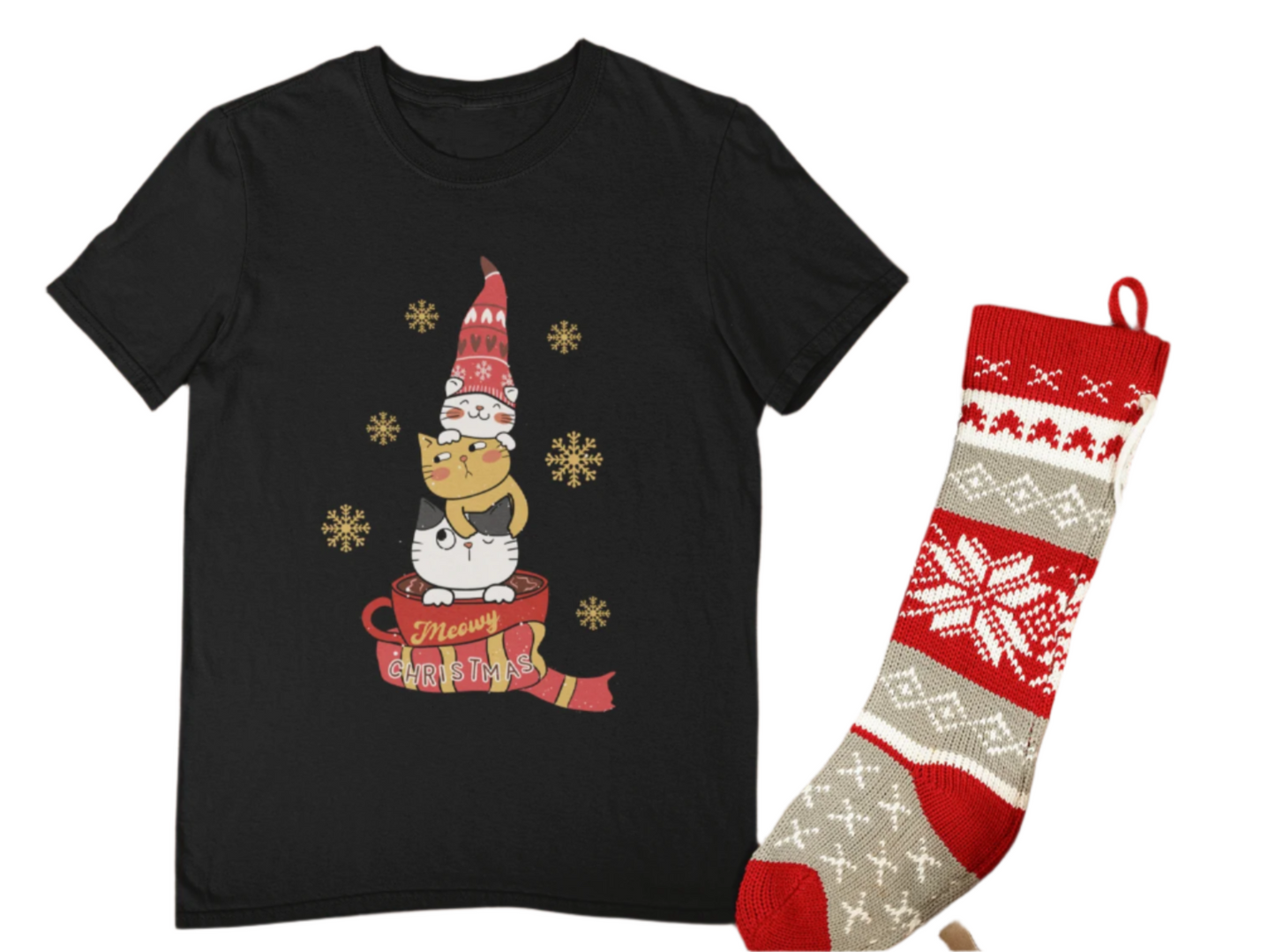 Meowry Christmas cat T-shirt