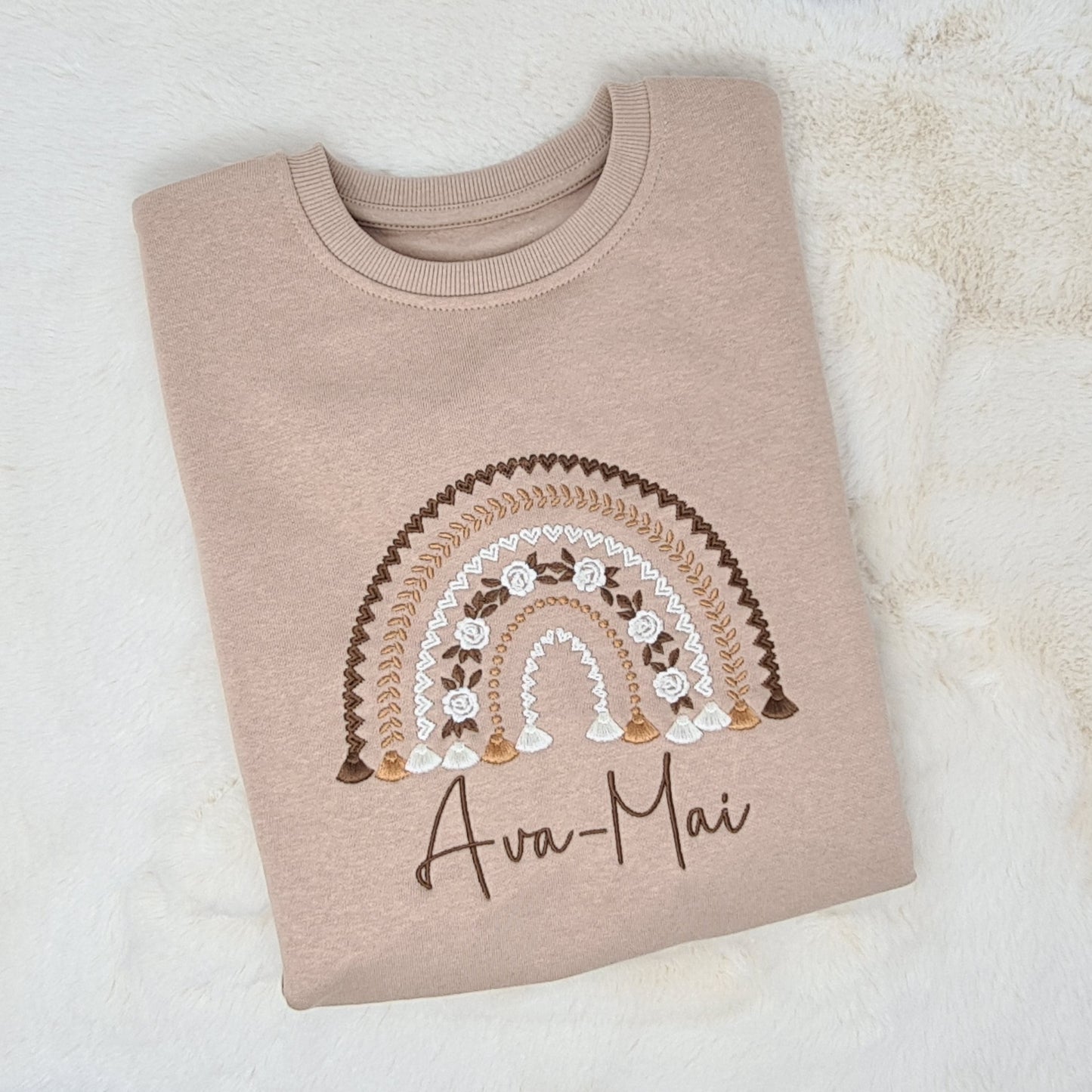 Personalised Embroidered Rainbow style patterned Sweatshirt
