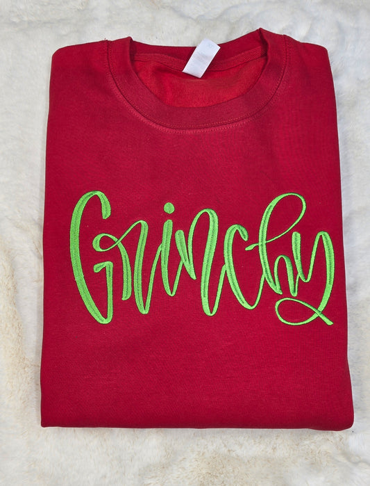Embroidered Grinchy Sweater