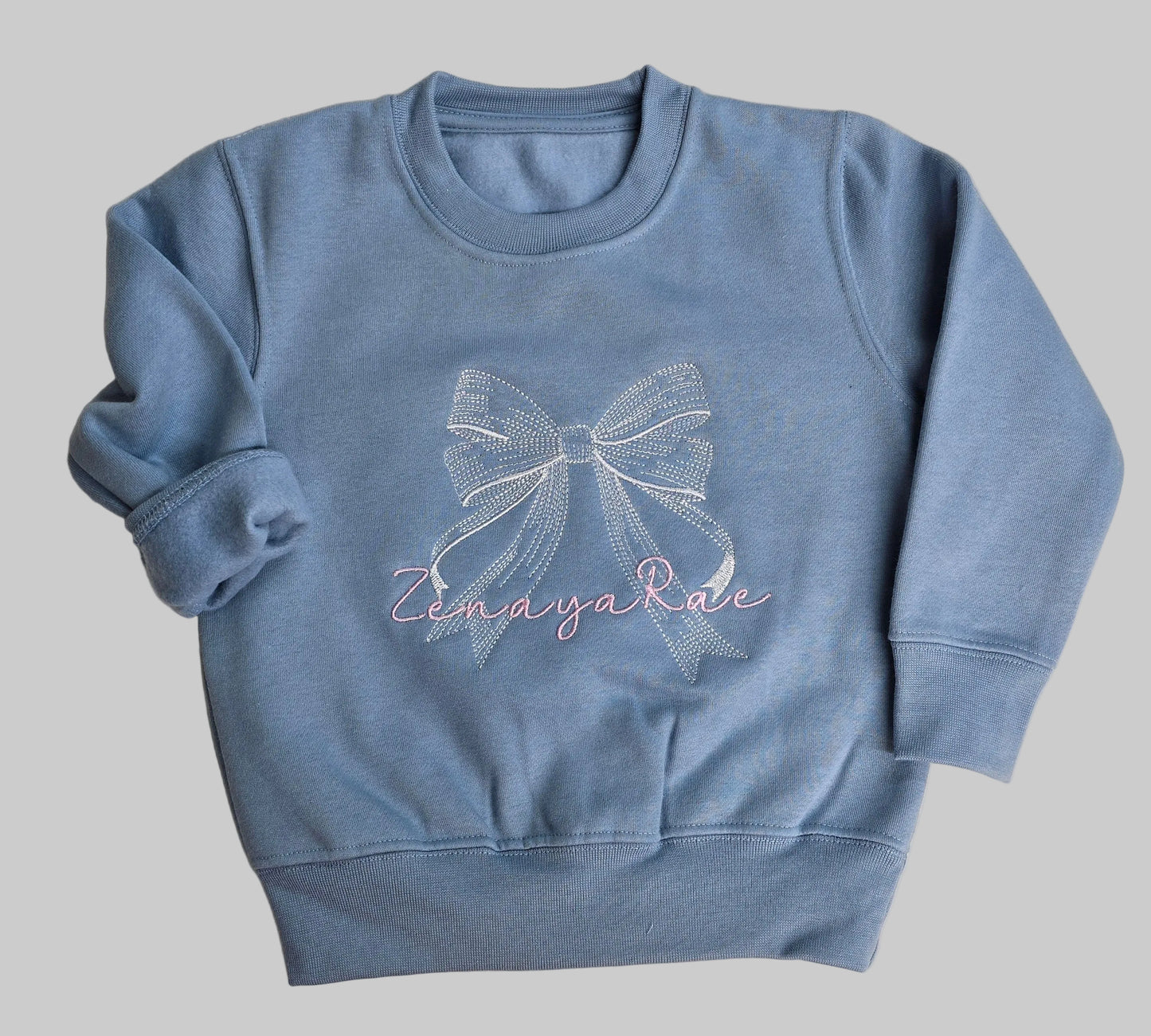 Girls Personalised embroidered bow sweater