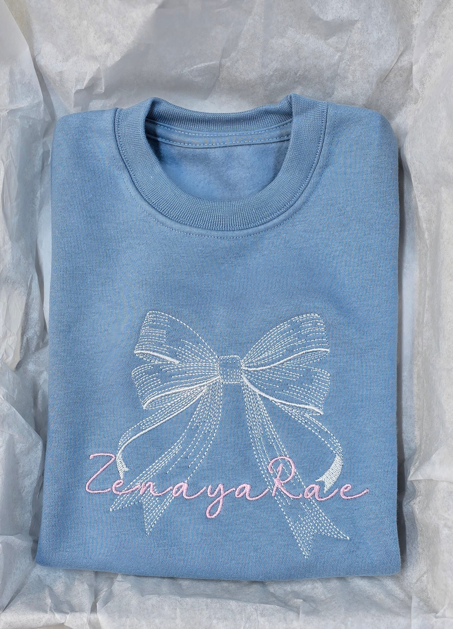 Girls Personalised embroidered bow T-shirt