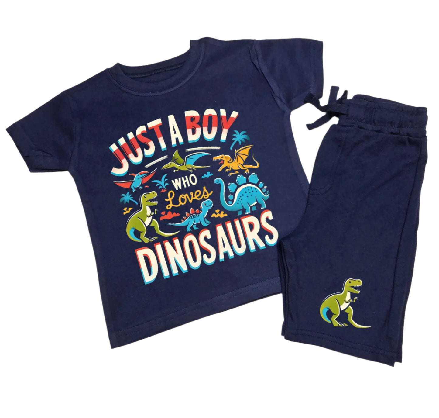 Just a boy who loves dinosaurs shorts set