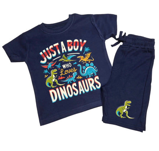 Just a boy who loves dinosaurs shorts set