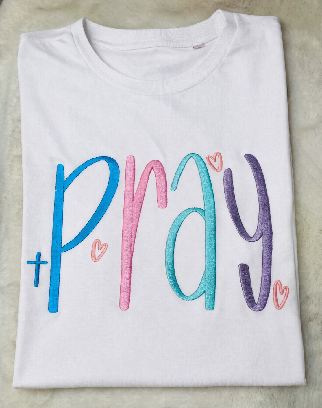 Embroidered “Pray” T-Shirt