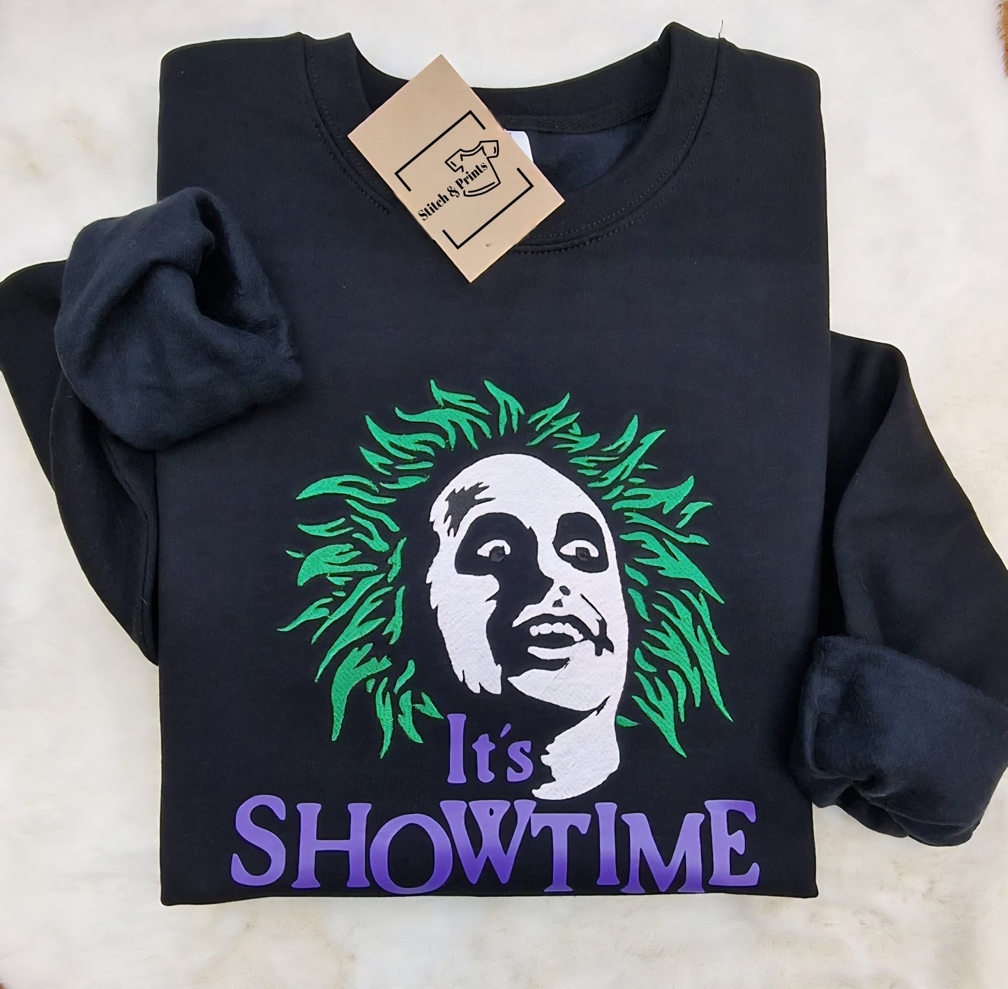 Its showtime! Embroidered face halloween sweater