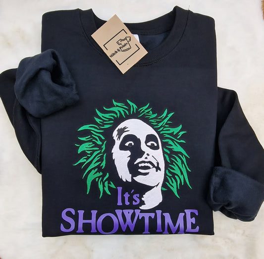 Its showtime! Embroidered face halloween sweater
