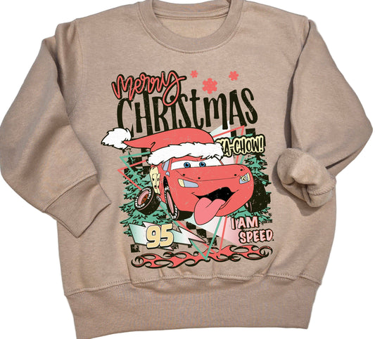 Kids Racing Car Christmas sweater