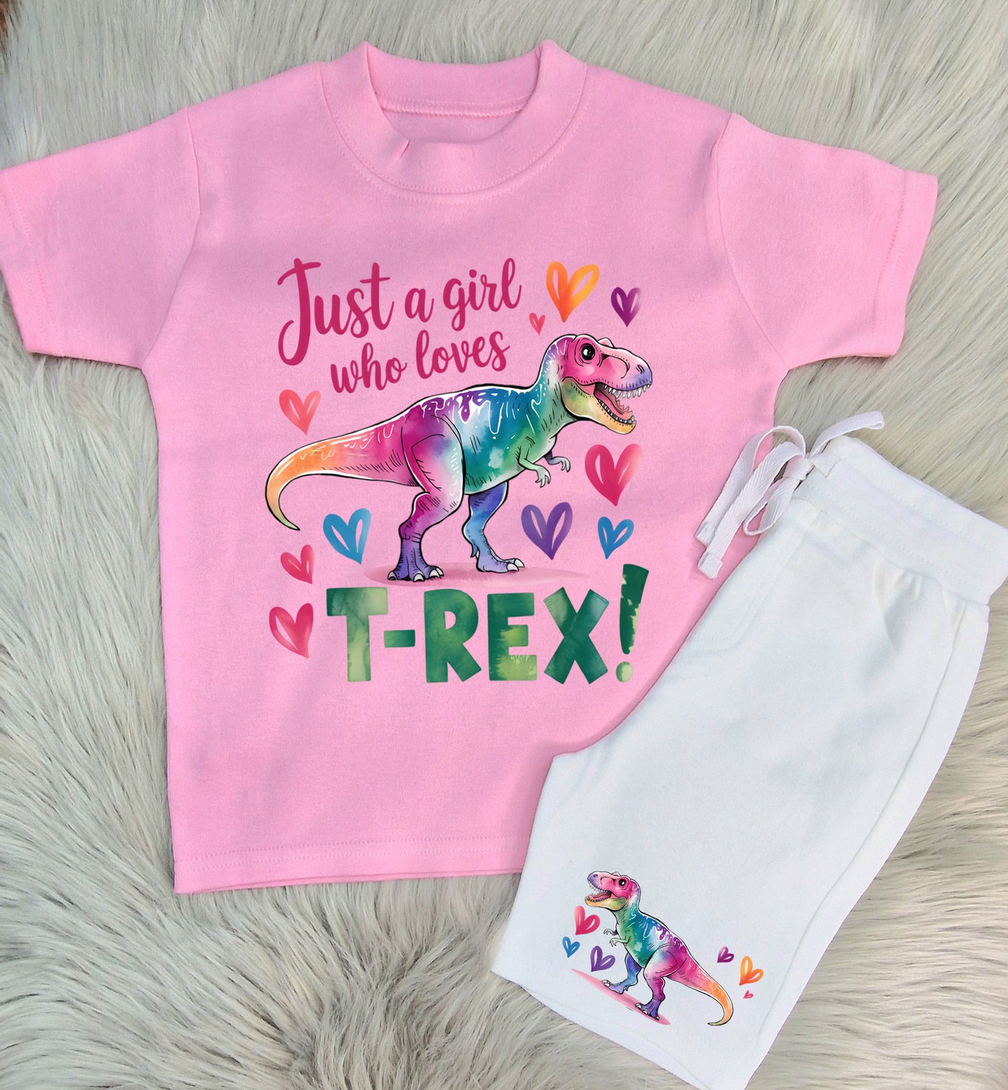 Just a girl who loves T-Rex shorts set