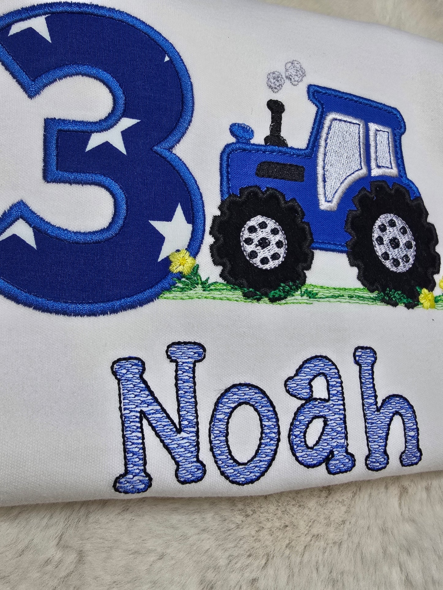Embroidered Tractor birthday T-shirt