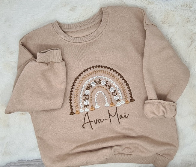 Personalised  Embroidered Rainbow style patterned Sweatshirt