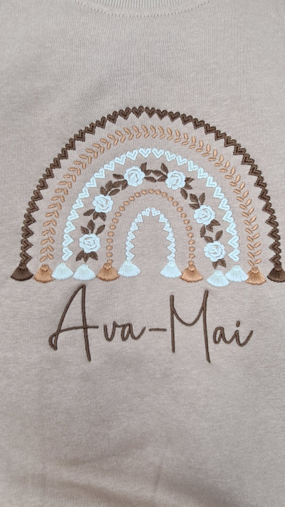 Personalised  Embroidered Rainbow style patterned Sweatshirt