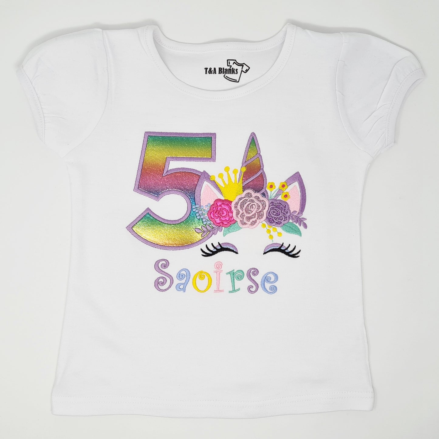 Rainbow unicorn birthday T-shirt