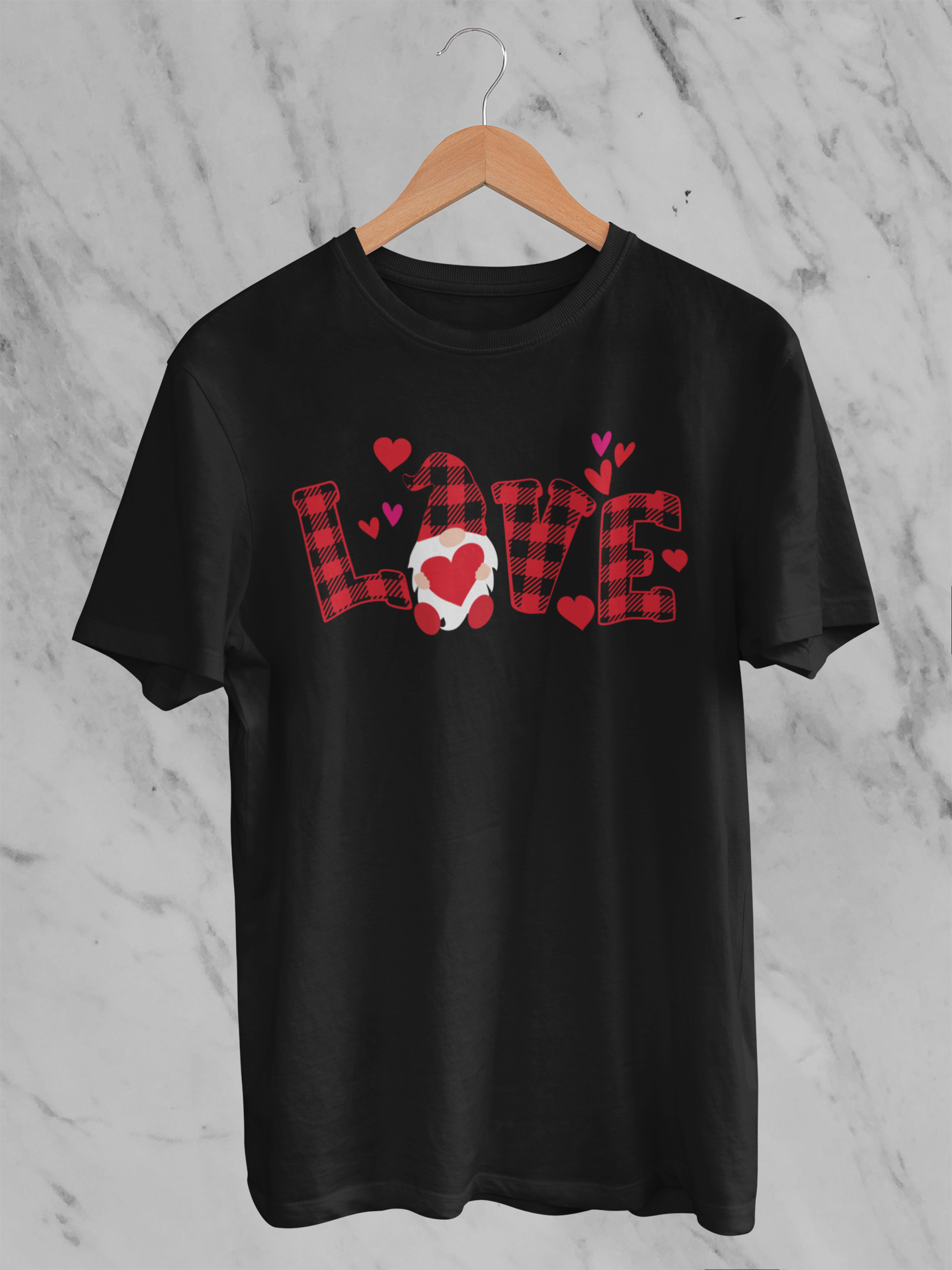 Plaid gnome love T-shirt