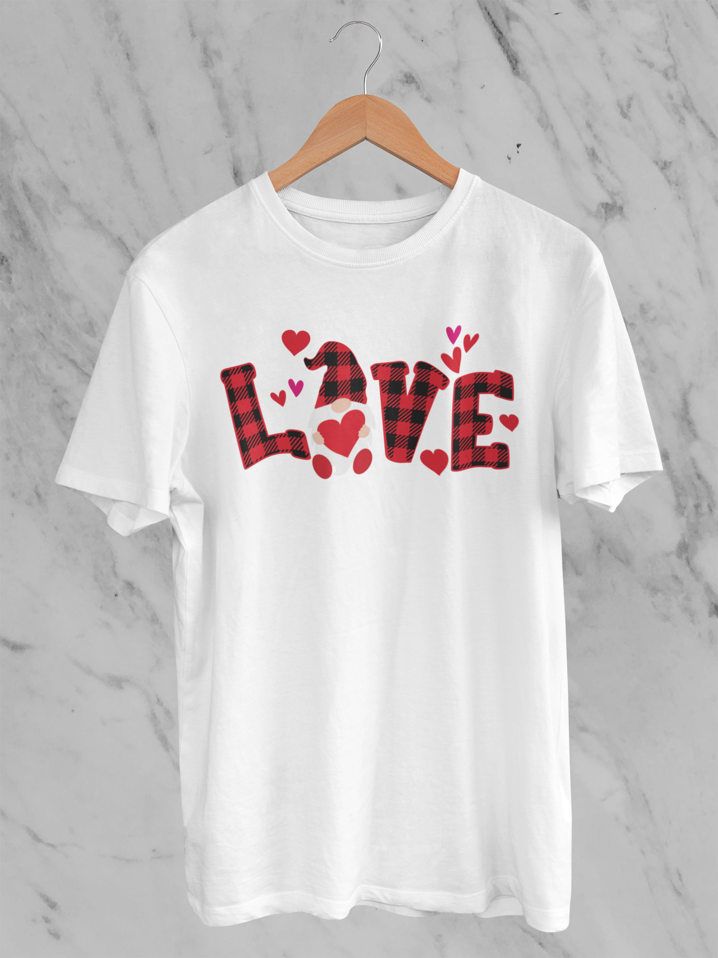 Plaid gnome love T-shirt